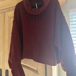 Free People Burgundy Turtleneck Sweater